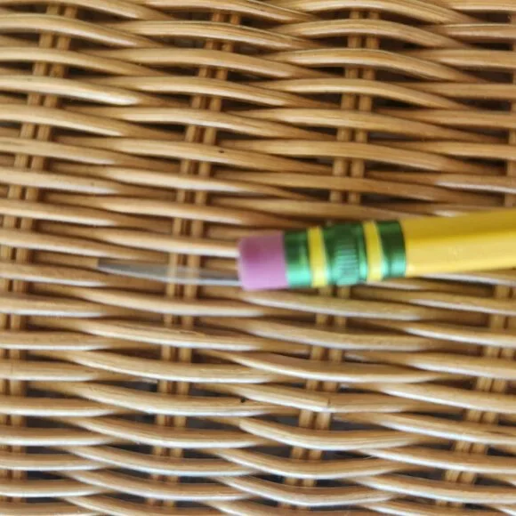 Vintage 1960's Woven Plastic Wicker Handbag Purse Leather Retro Cottagecore Cute - Picture 12 of 16